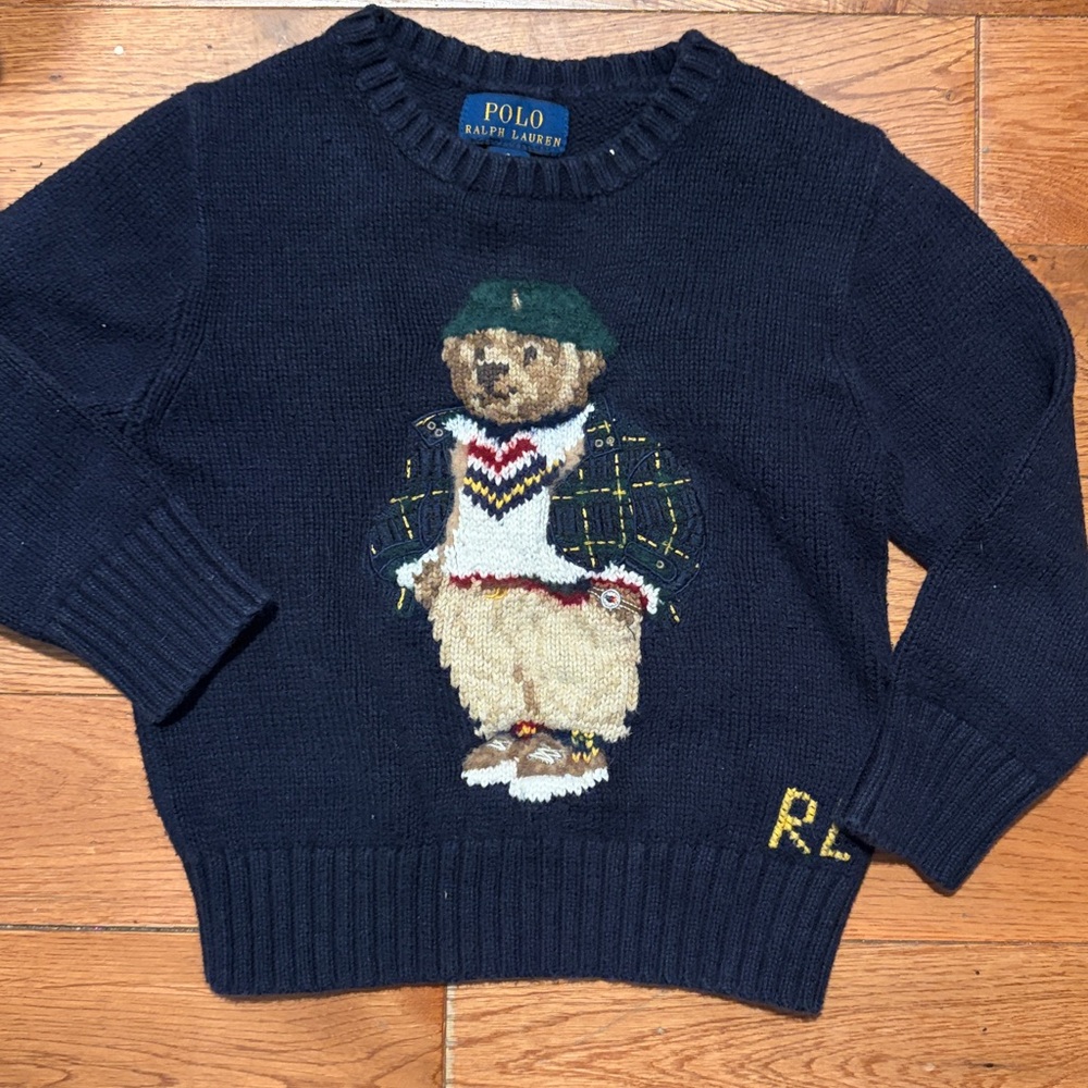 Polo by Ralph Lauren Navy Sweater with Bear Design